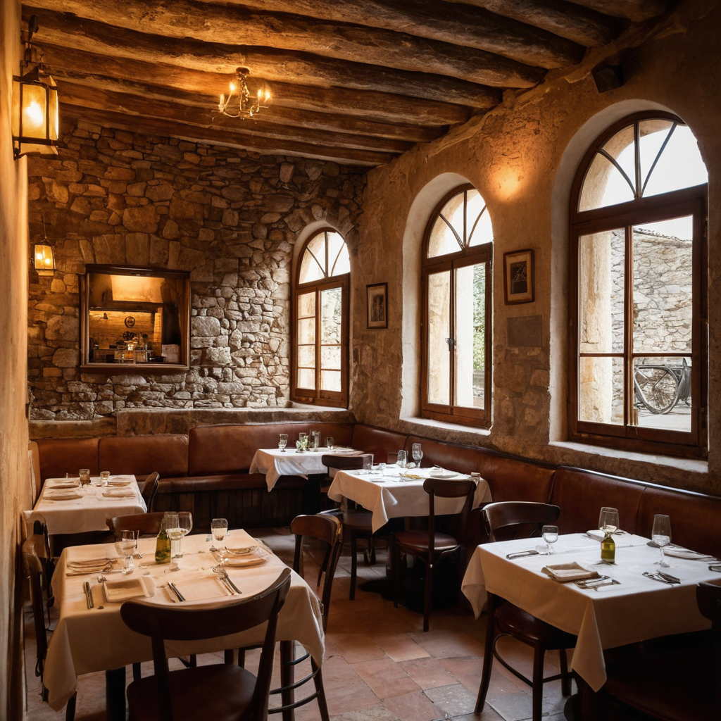 Interno accogliente della trattoria con il forno a legna acceso