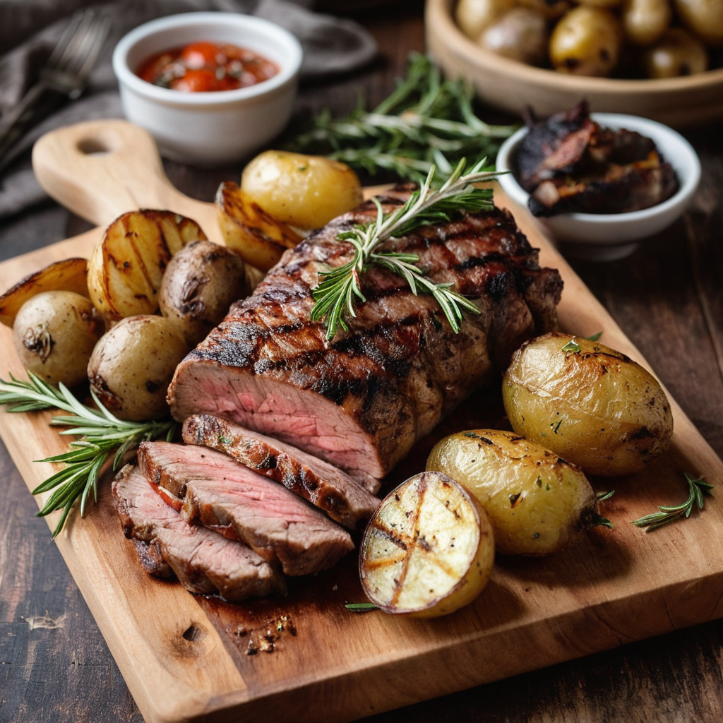 Grigliata di carne mista servita su tagliere