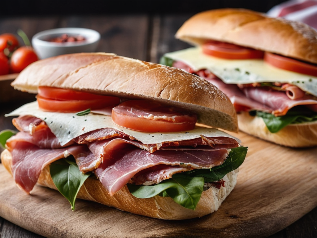 Panini imbottiti con prosciutto e salumi locali